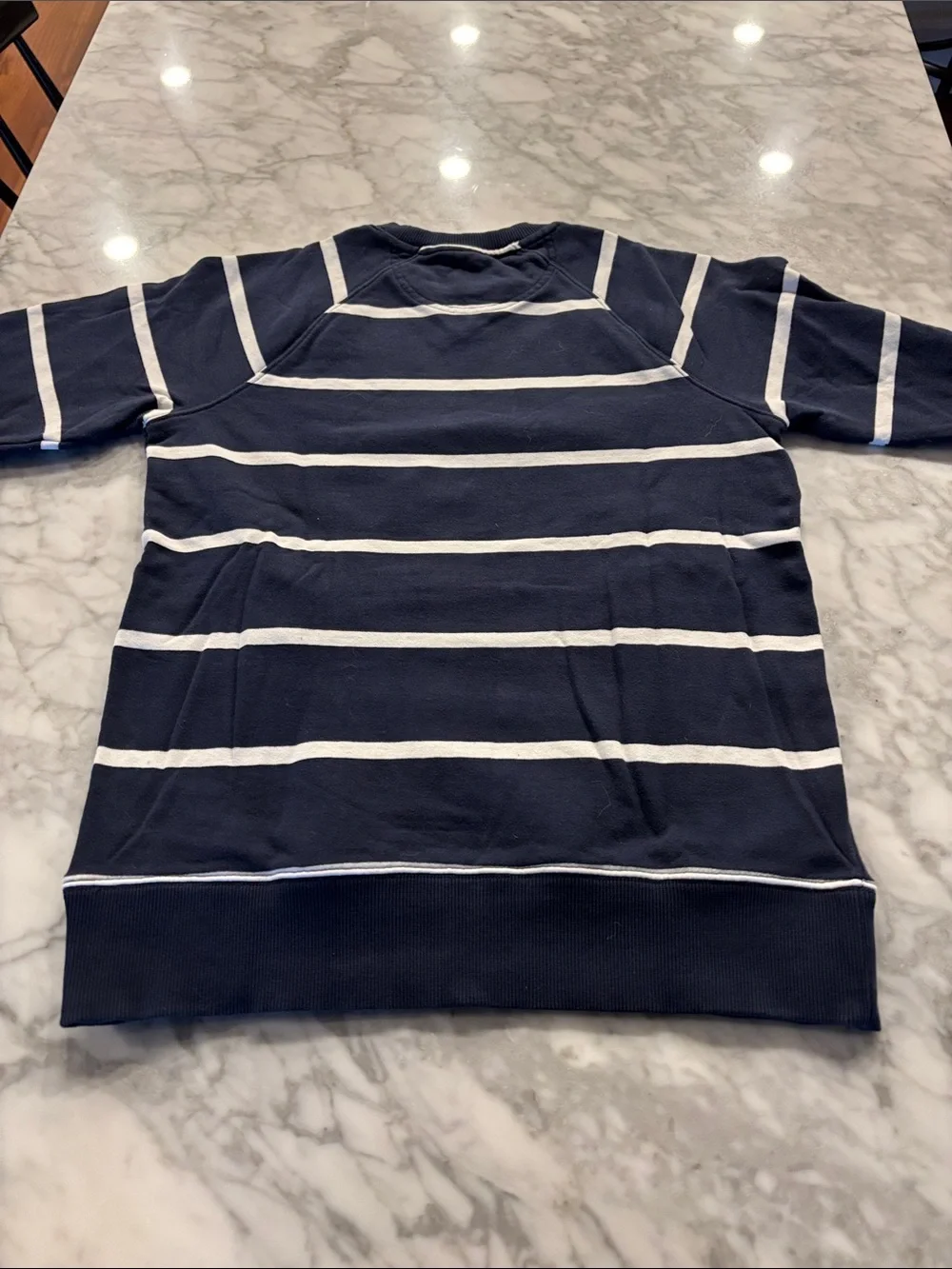 Brooks Brothers Navy and White Striped Crewneck Sweater